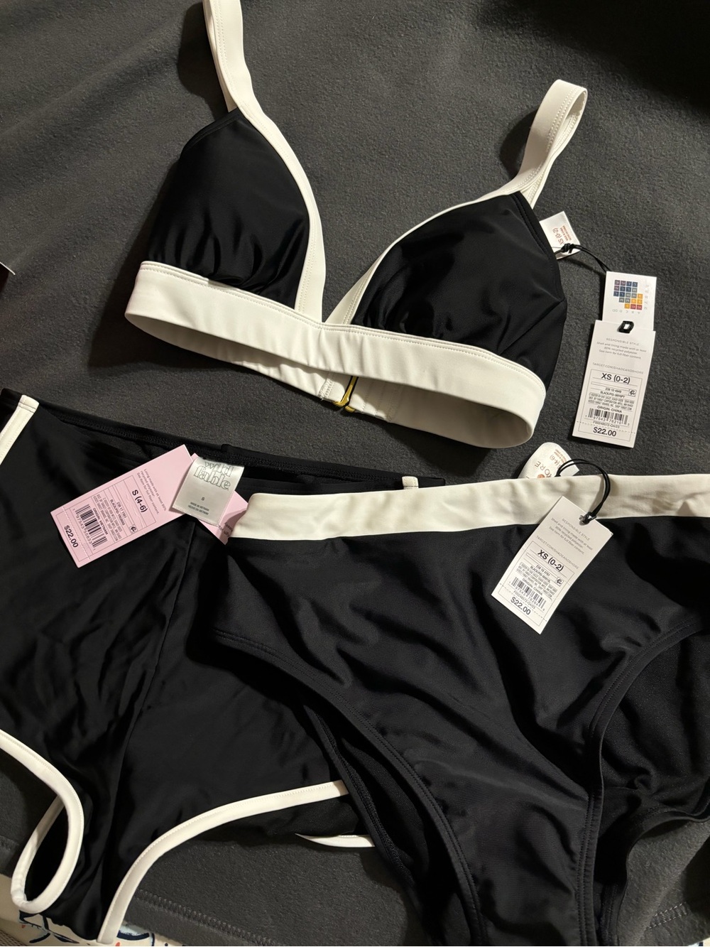 wild fable Black and White Contrast Bralette Bikini Set
